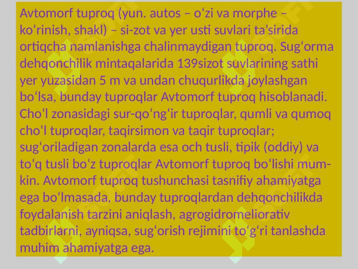Avtomorf va gidromorf tuproqlar 2
