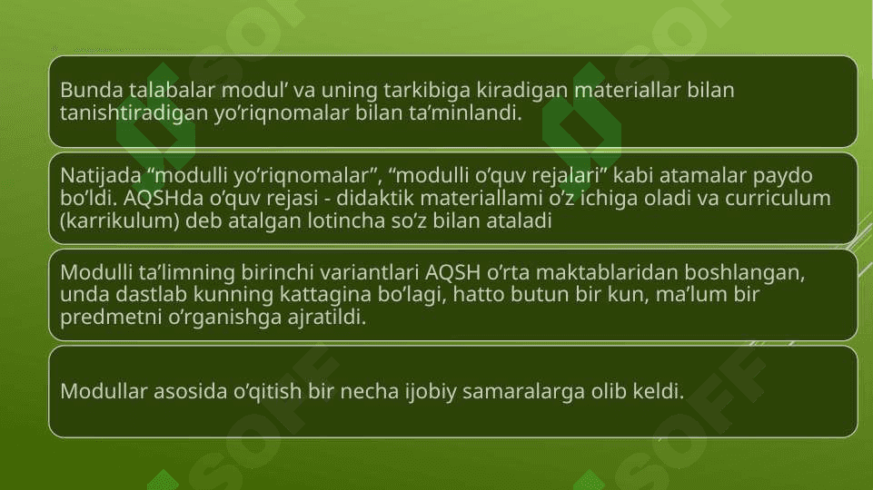 MODULLI TA’LIM - YOSHI KATTALARNI O’QITISHNING TEXNOLOGIK SHAKLI SIFATIDA 3