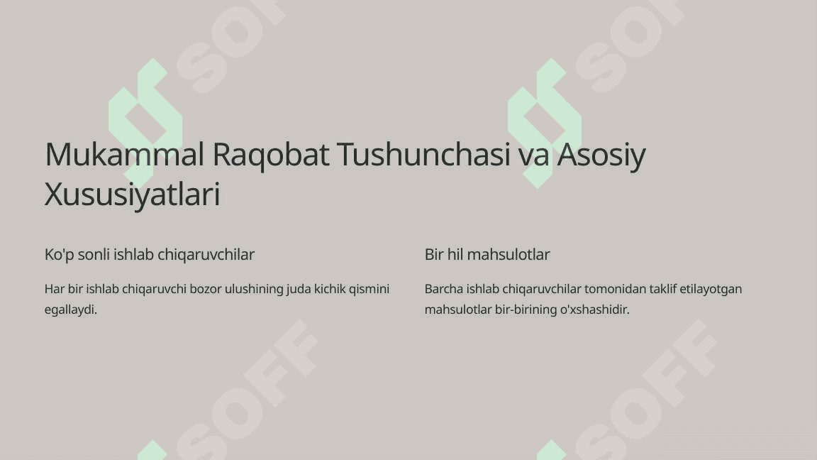 Nomukammal raqobat bozor nazariyalari 2