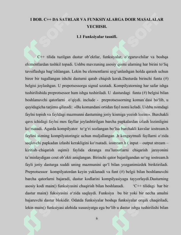 C++ DA BELGILAR VA SATRLAR BILAN ISHLASH. (MATNNI TAHLIL QILISH VA QAYTA ISHLASHGA OID MISOLLAR). 6