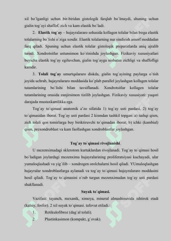 Tog`ay va suyak to`qimasi 3