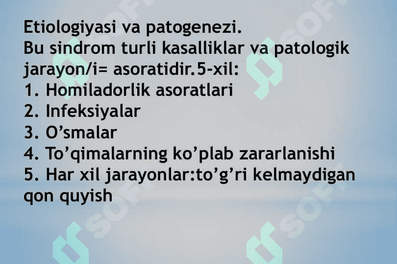 Surunkali DVS sindromi va yning klinik labarator diagnostikasi 6