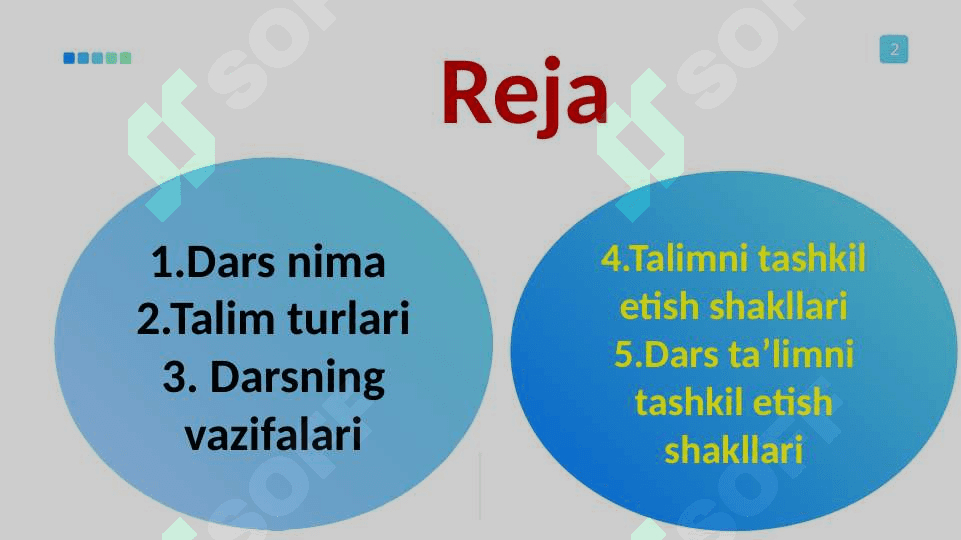 Dars taʼlimini tashkil etishning asosiy shakli 2
