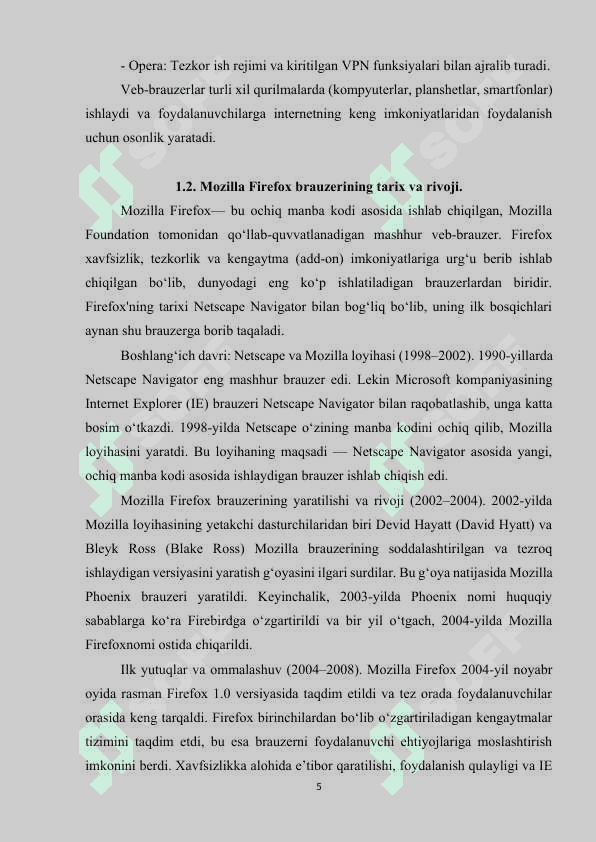 Internet Mozila FireFox baruzeridan foydalanishning ahamiyati va uning imkoniyatlari 5