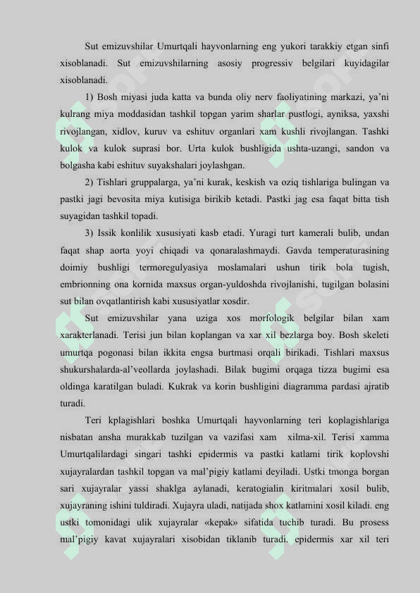 Sut emizuvshilar sinfi 2