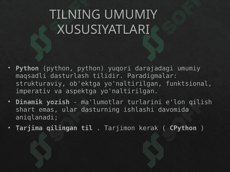 DASTURLASH TILI PYTHON 2