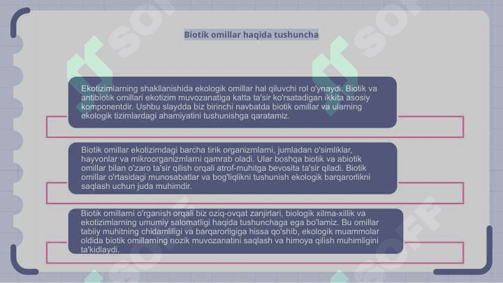 Ekologik omillar. Biotik va antibiotik omillar 4