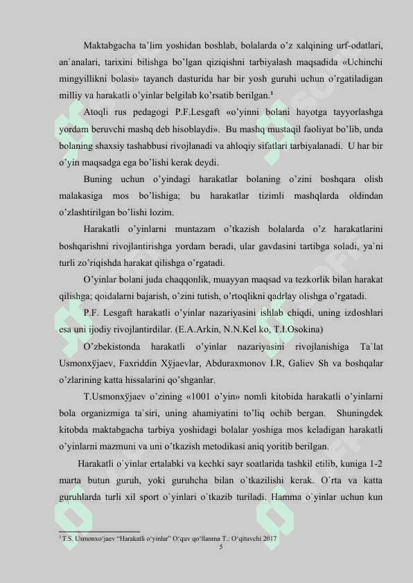 Harakatli o'yinlar (milliy xalq va folklyor o’yinlari) 5