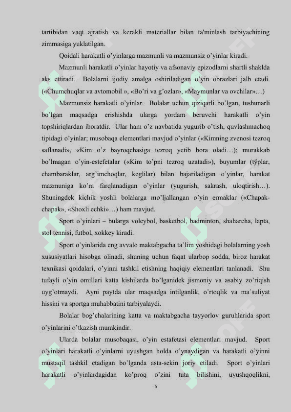 Harakatli o'yinlar (milliy xalq va folklyor o’yinlari) 6