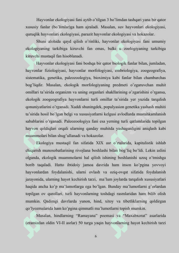 Hayvonlar ekologyasi fanining rivojlanish bosqichlari va tadqiqot usullari 6