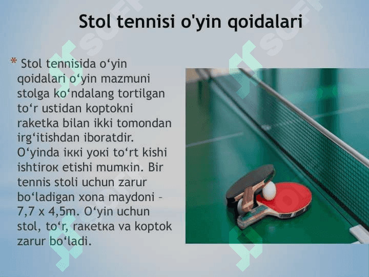 "Stol tennisi o'yin qoidalari va hakamlik. musobaqalarni tashkil etish va o'tkazish asoslari" 3