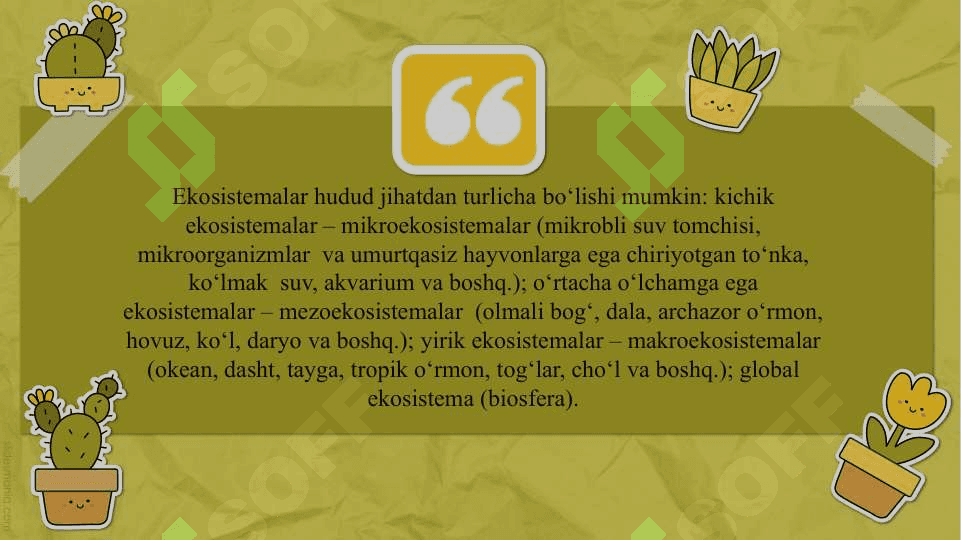 EKOLOGIK TIZIMLAR . BIOTSENOZLAR . BIOINDIKATORLAR 7