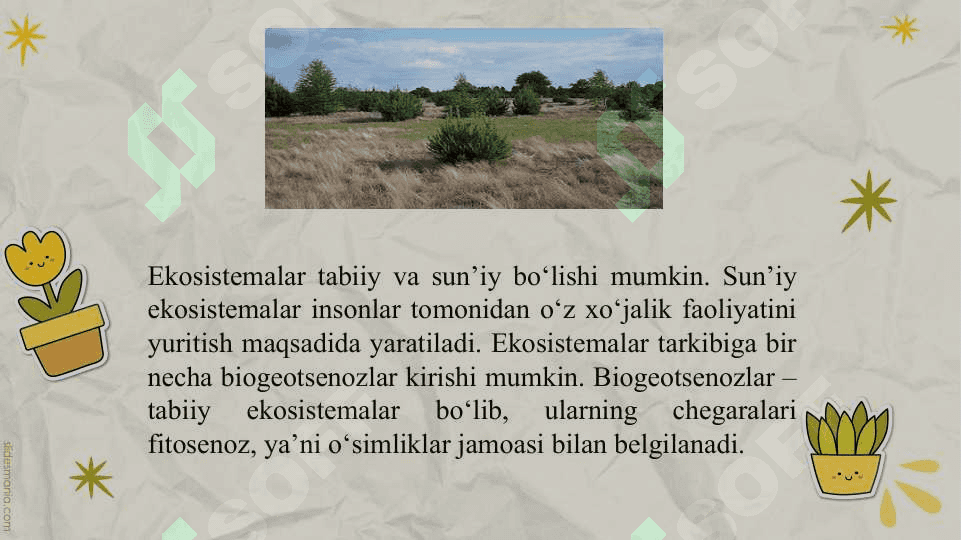 EKOLOGIK TIZIMLAR . BIOTSENOZLAR . BIOINDIKATORLAR 8