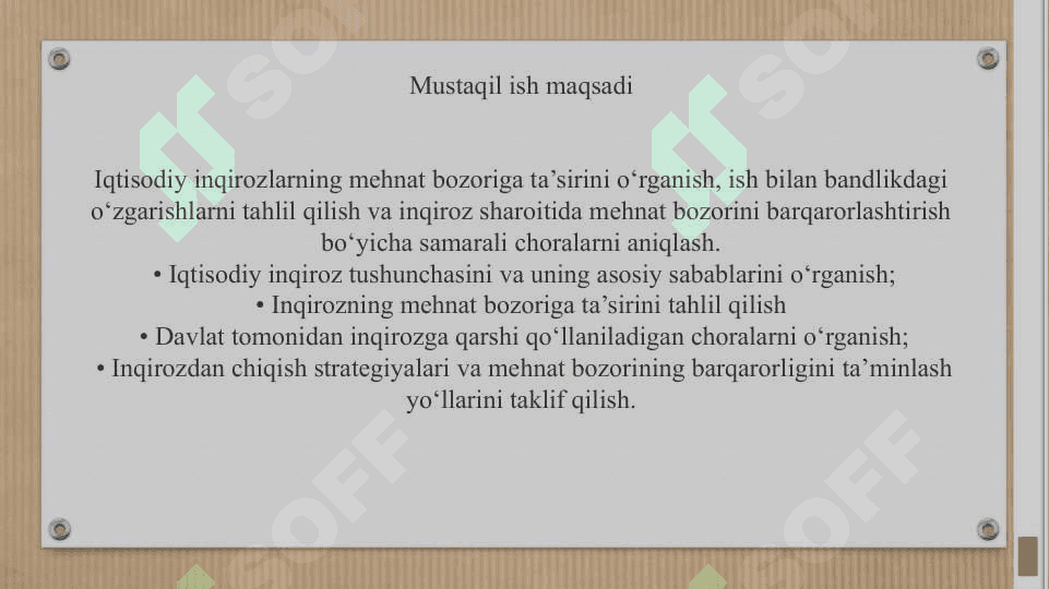 IQTISODIY INQIROZLAR VA UNING MEHNAT BOZORIGA TA`SIRI 2