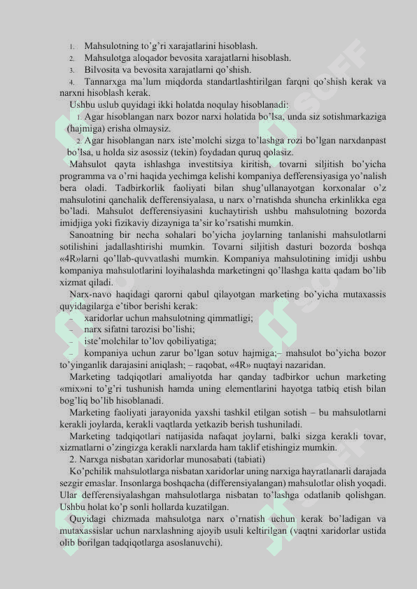 Marketingda narxlar va narxnavo tizimi 3