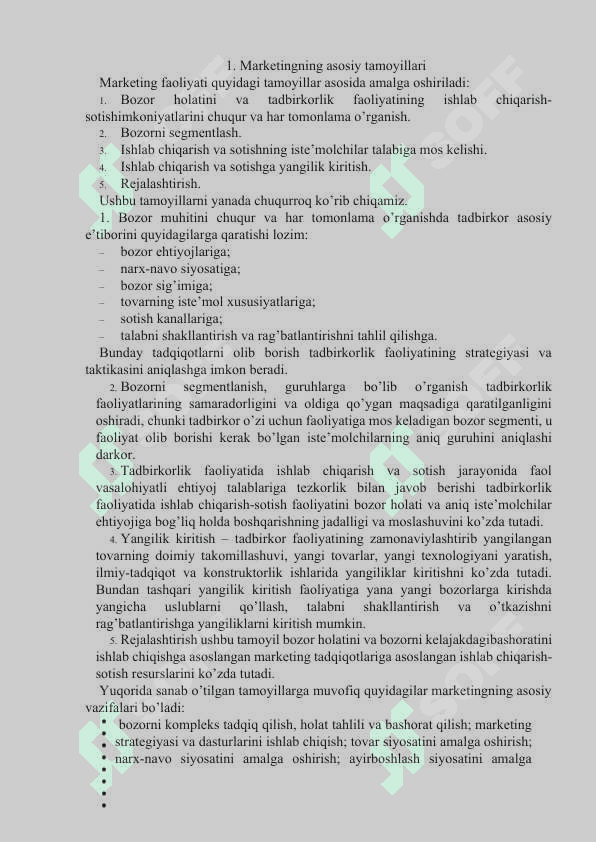 Marketingning tamoyillari, vazifalari va turlari 2