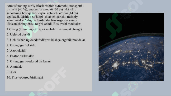 Atmosferani ifloslanish natijasida yuzaga kelgan ijtimoiy-iqtisodiy zarar 6