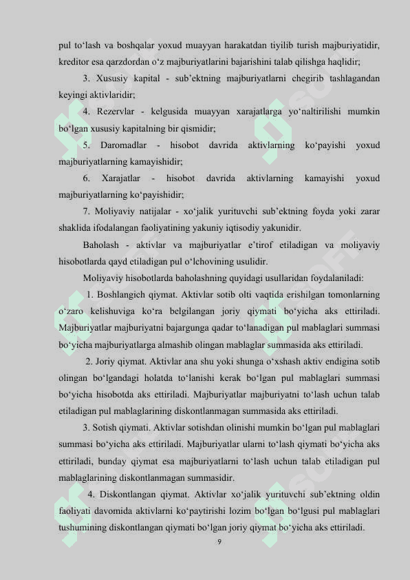 Umumiy daromadlarni hisobotda aks ettirish 8