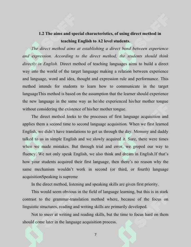 Using direct method in teaching English 7