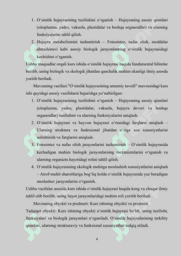 O’simlik hujayrasining umumiy tavsifi 4