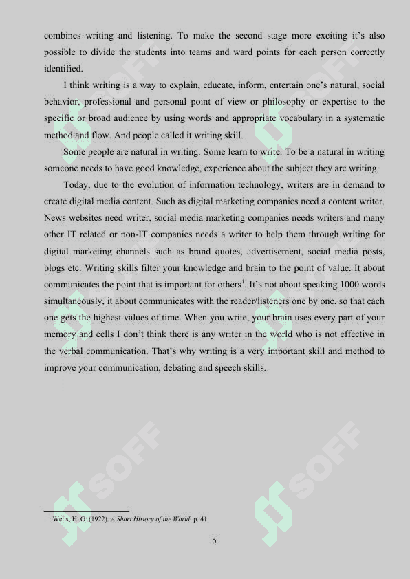 Developing writing skills of A2 level students with an essay 5