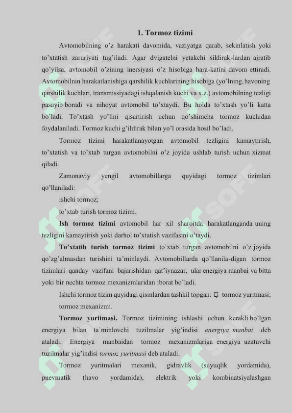Zamonaviy avtomobillarning ishchi tormoz tizmi 2