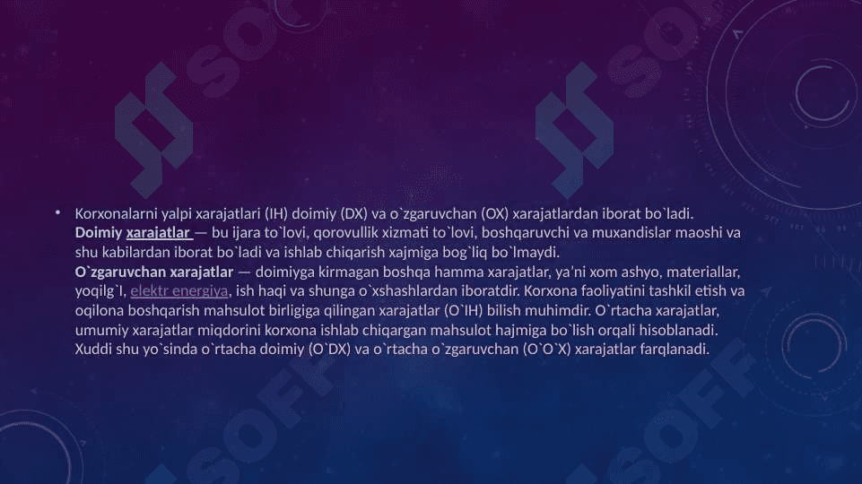 Xarajatlar tushunchasi va klassifikatsiyasi 2