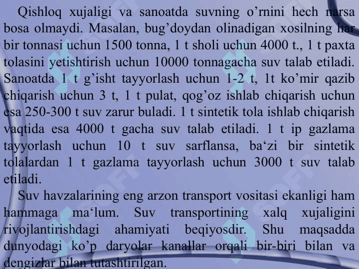 Suvning tabiat va jamiyat uchun ahamiyati 5