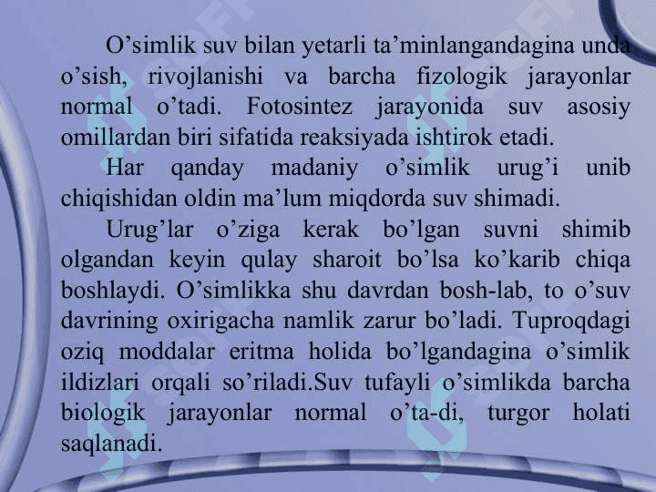 Suvning tabiat va jamiyat uchun ahamiyati 7