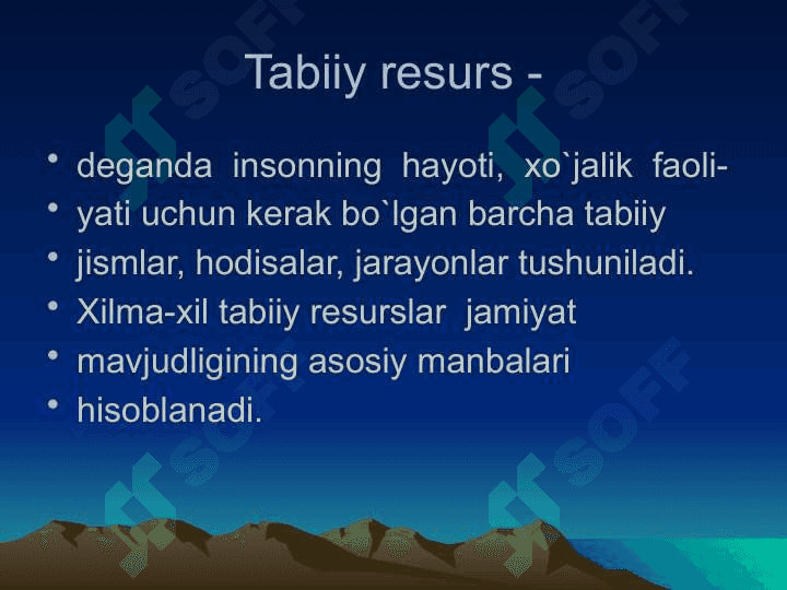 Tabiiy resurslar tasnifi 2
