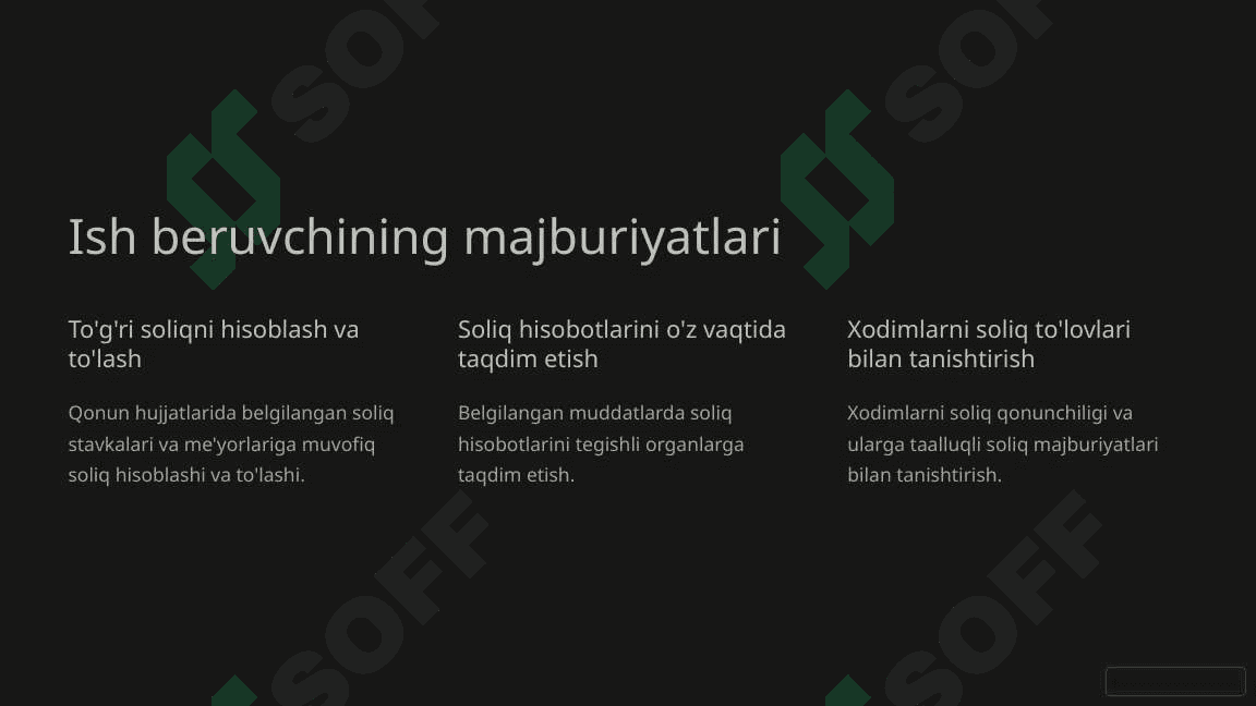 Ish beruvchining soliq va to'lovlar bo'yicha huquqiy mas'uliyati 3