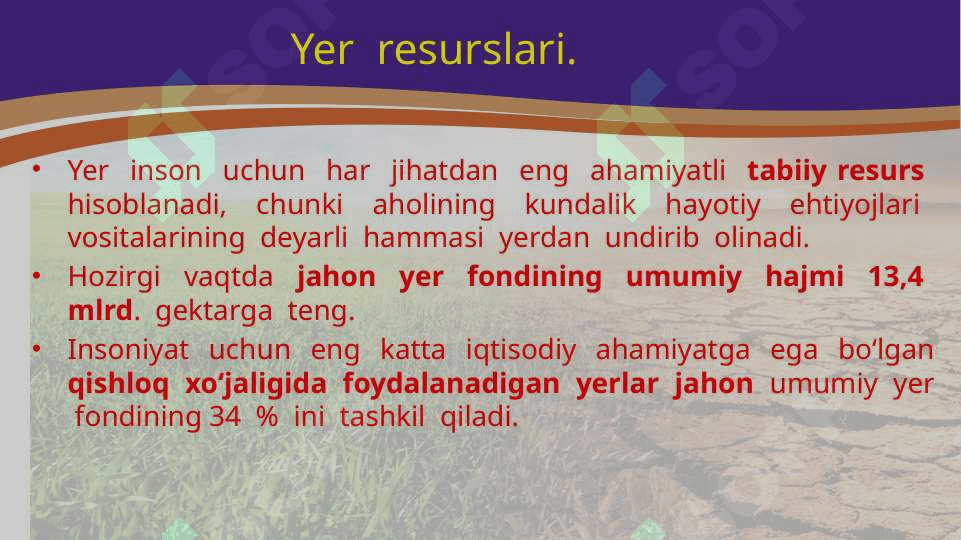 Tugamaydigan va tiklanadigan tabiiy resurslar geografiyasi 4