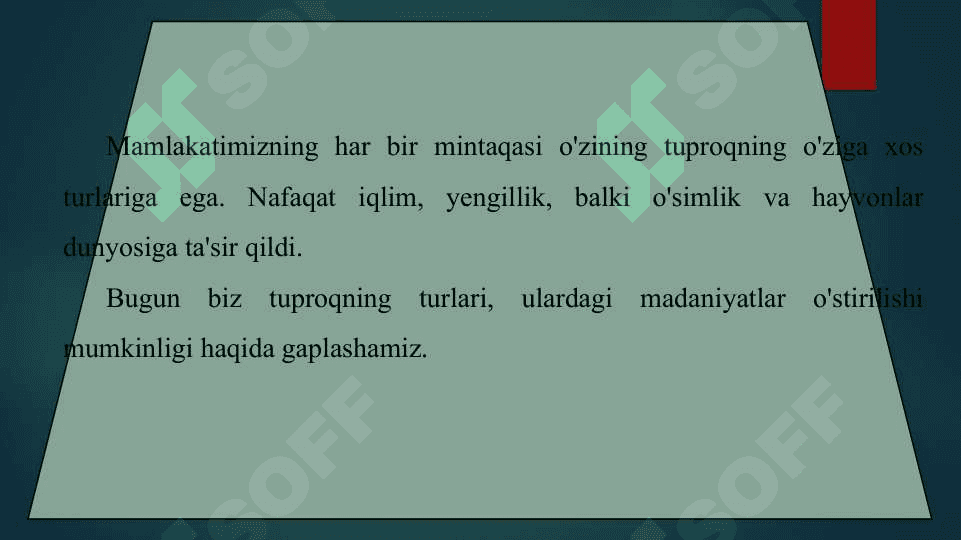 Tuproq muhiti organizmlar turlarini ekalogik guruhlarini aniqlash 2