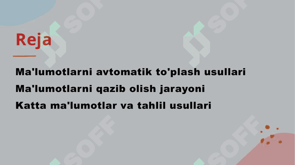 Ma'lumotlarni qidirish (data mining) uchun avtomatik ma'lumotlarni tõplash metodlari 2