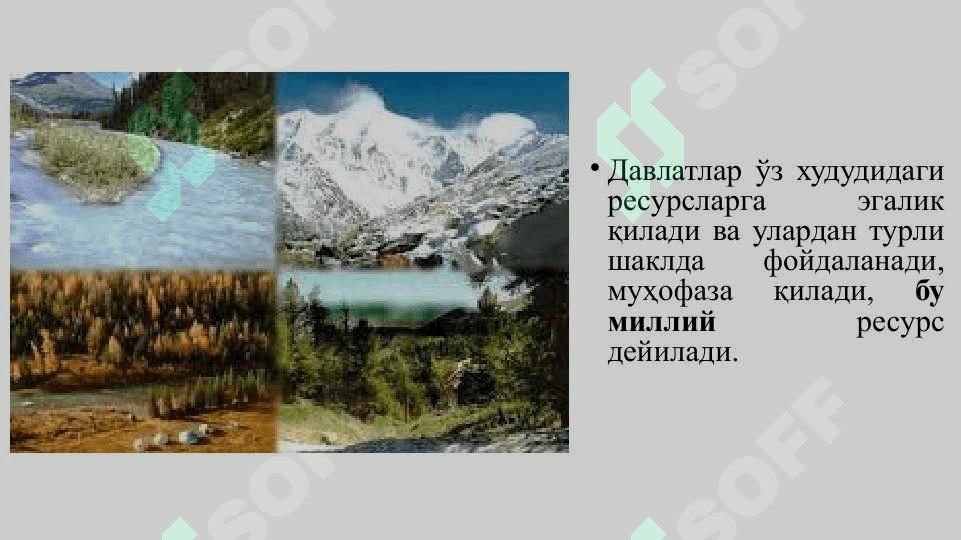 Табиий ресурслар ҳақида тушунча ва уларнинг синфланиши 6