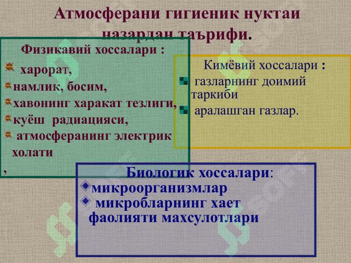 ҲАВО МУҲИТИГА ГИГИЕНИК ХАРАКТЕРИСТИКА 4