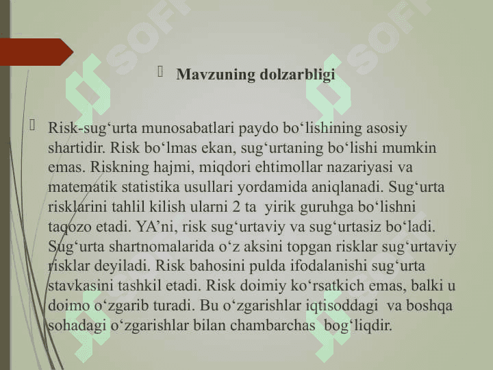Mulkiy sug’urta riskni boshqarish 2