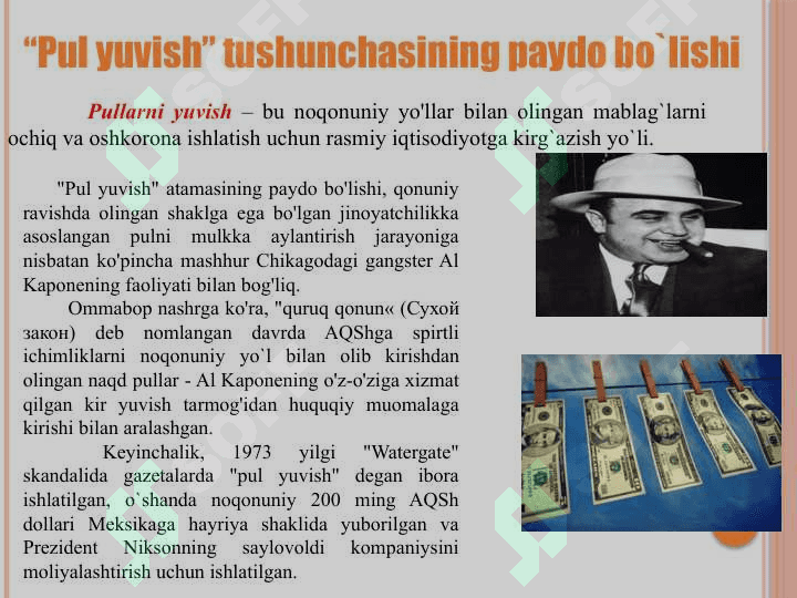NOQUNUNIY MABLAG’LARNI O’ZLASHTIRISH VA TERRORIZMGA QARSHI KURASHISH BO’YICHA XALQARO TASHKILOTLAR FAOLIYATI 5
