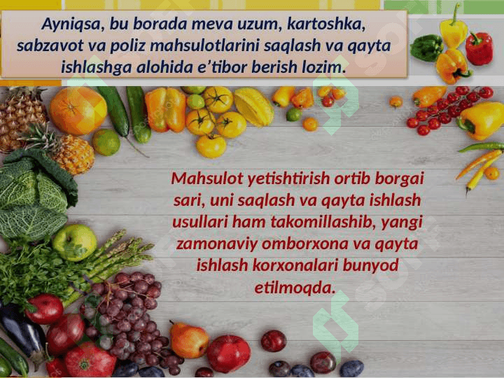 Meva sabzavotlar mahsulotlar tovar sifatining asosiy ko’rsatkichlari 4