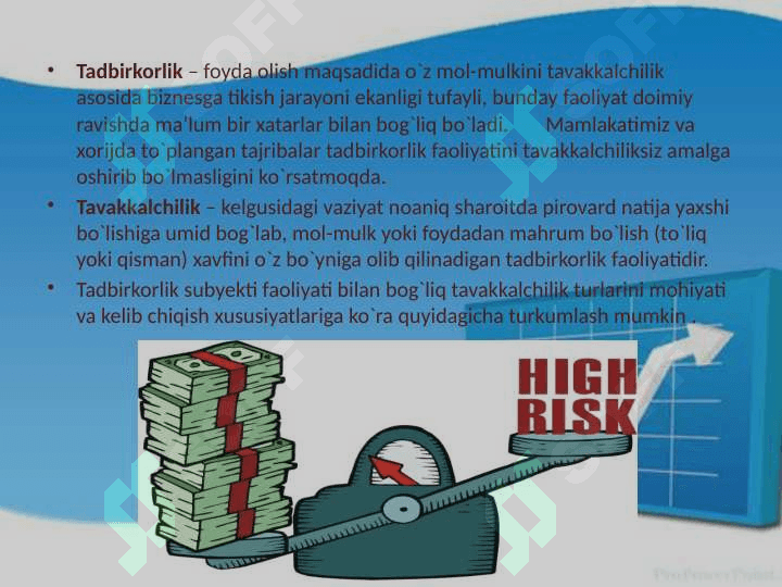 Qishloq xo`jaligi menejmentida tavakkalchilikni boshqarish 4