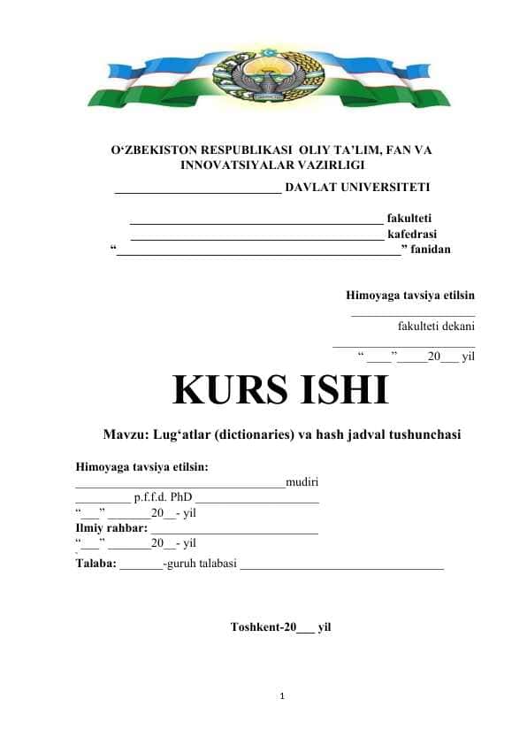 Lug‘atlar (dictionaries) va hash jadval tushunchasi