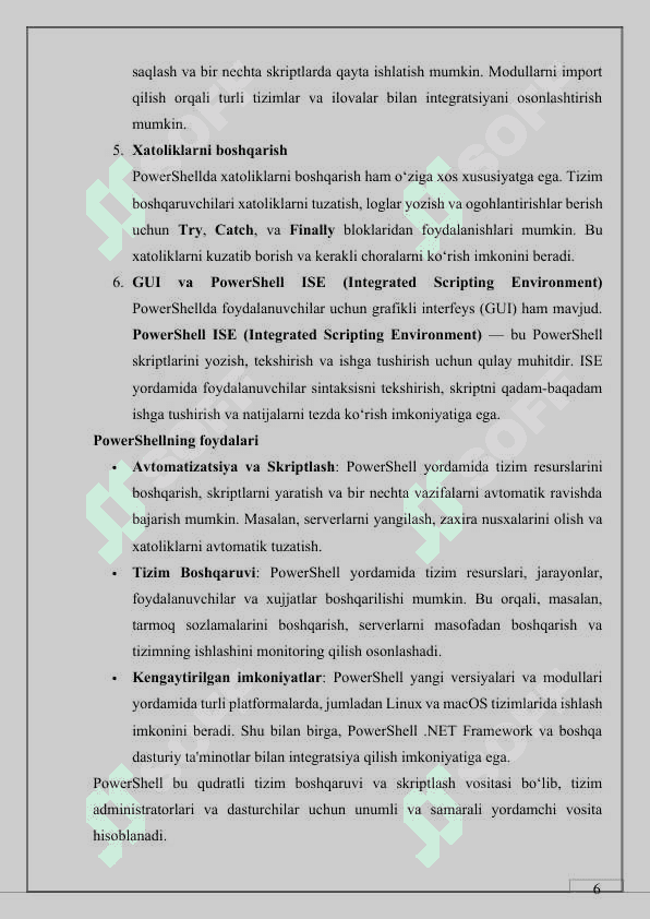“WINDOWS POWERSHELL VA UNING IMKONIYATLARI” 6