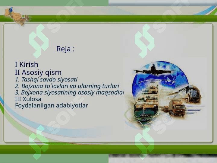 O'zbekistonda tashqi savdoni rivojlantirish istiqbollari 2