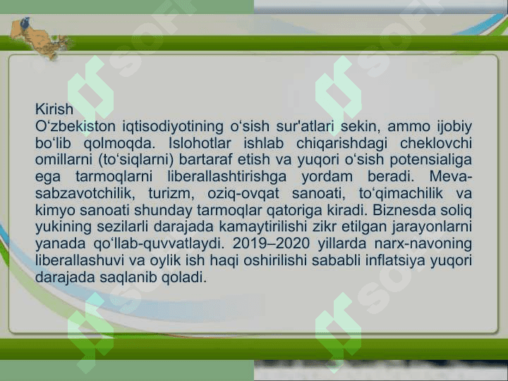 O'zbekistonda tashqi savdoni rivojlantirish istiqbollari 3