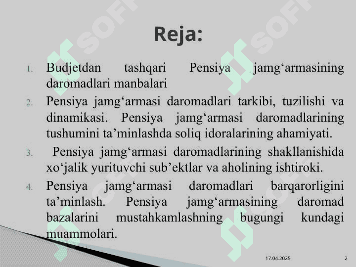 Pensiya jamg‘armasi daromadlari 2