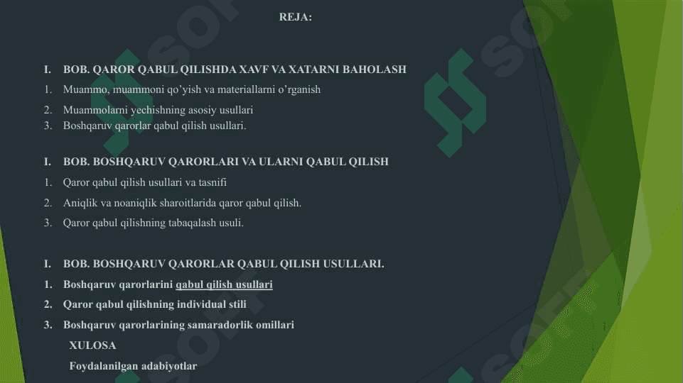 QAROR QABUL QILISHDA XAVF VA UNI BAHOLASH USULLARI 2