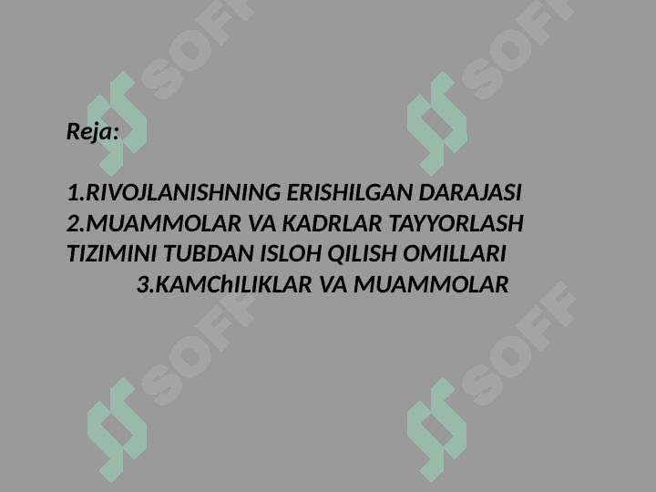 Rivojlanishning erishilgan darajasi kamchiliklar va muammolar isloh qilish omillari 2