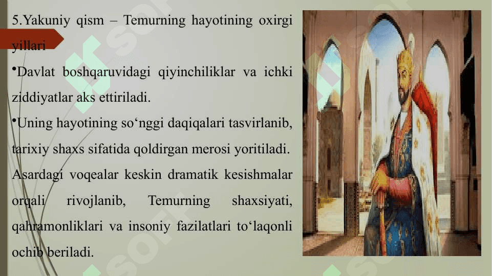 Mumtoz asarlarni sharxlab oʻrganish. Lugʻat ustida ishlash. (Sohibqiron asari misolida) dramatik asarlar taxlilida voqea va personajlar 7