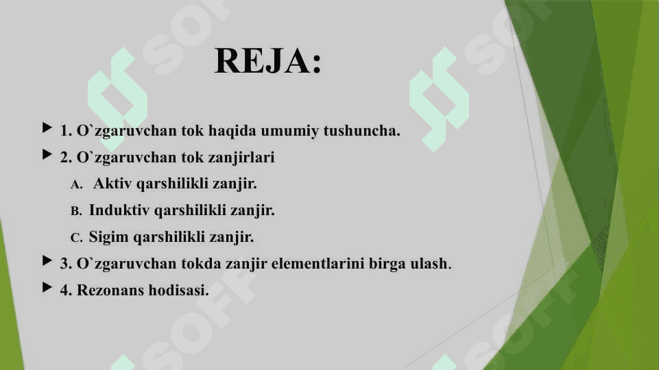 BIR FAZALI O`ZGARUVCHAN TOK ZANJIRLARI 2