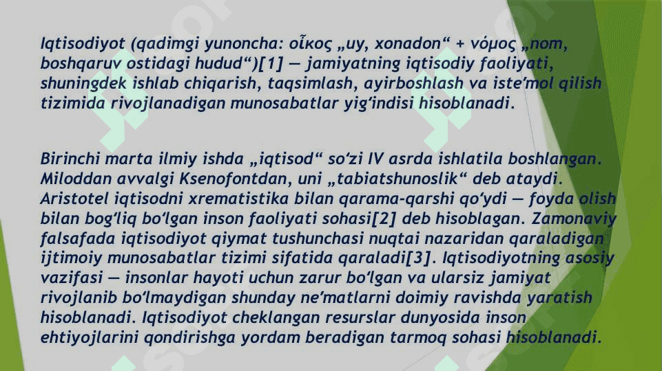 Iqtisodga oid bilimlarning shakllanishi va rivojlanishi 2